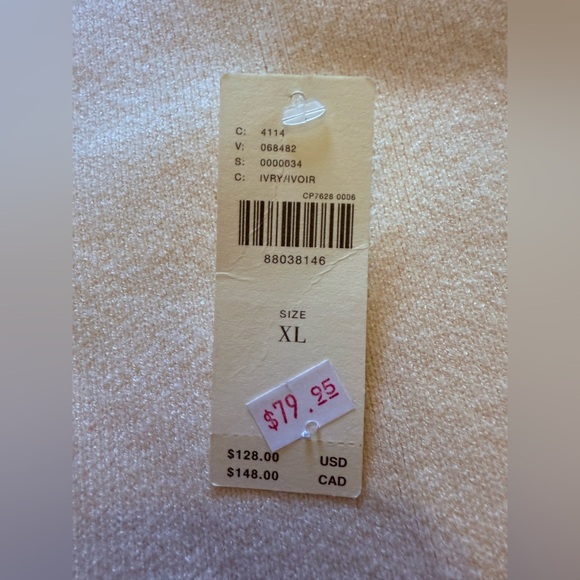 NWT By Anthropologie Women’s Ivory Oversized V-Neck Button Front Vest - Size XL - Picture 6 of 9